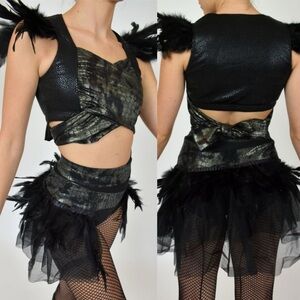 Glamour Black and Silver Kids Dance Costume